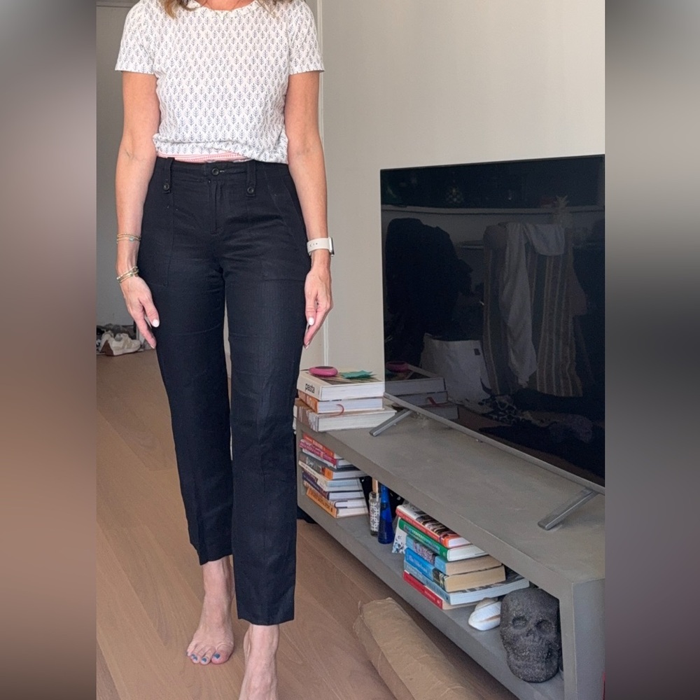 J Crew Linen Black pants 00 gorg! Slight sheen to them xs 25